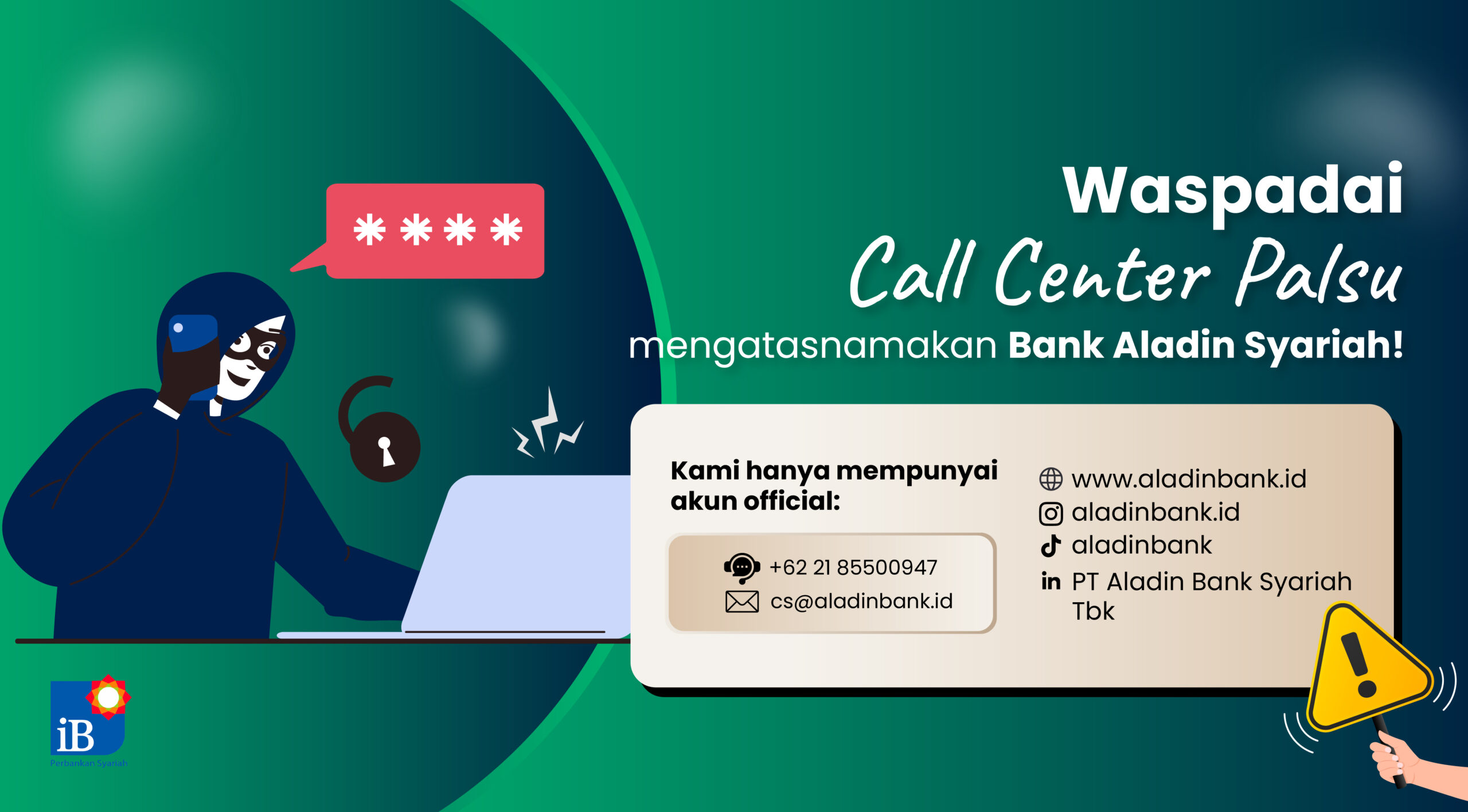 Waspadai Call Center Palsu Mengatasnamakan Bank Aladin Syariah